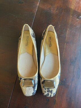 Michael Kors Metallic Snake Print Leather Flats Size 6.5